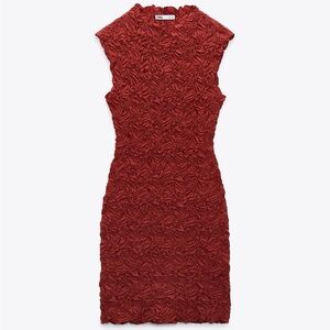 Zara Red Ruched Sheath Mini Dress